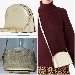 Kate Spade Spencer Metallic Double Zip Crossbody Bag Gold